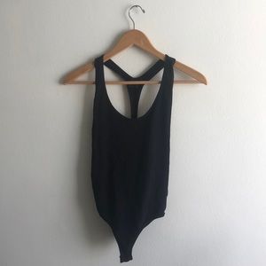 Black racerback bodysuit